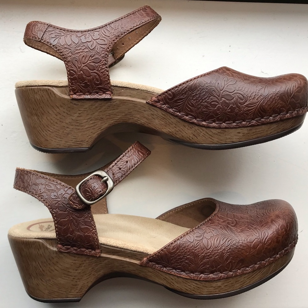 Dansko Sam Brown Embossed Mary Jane Clog